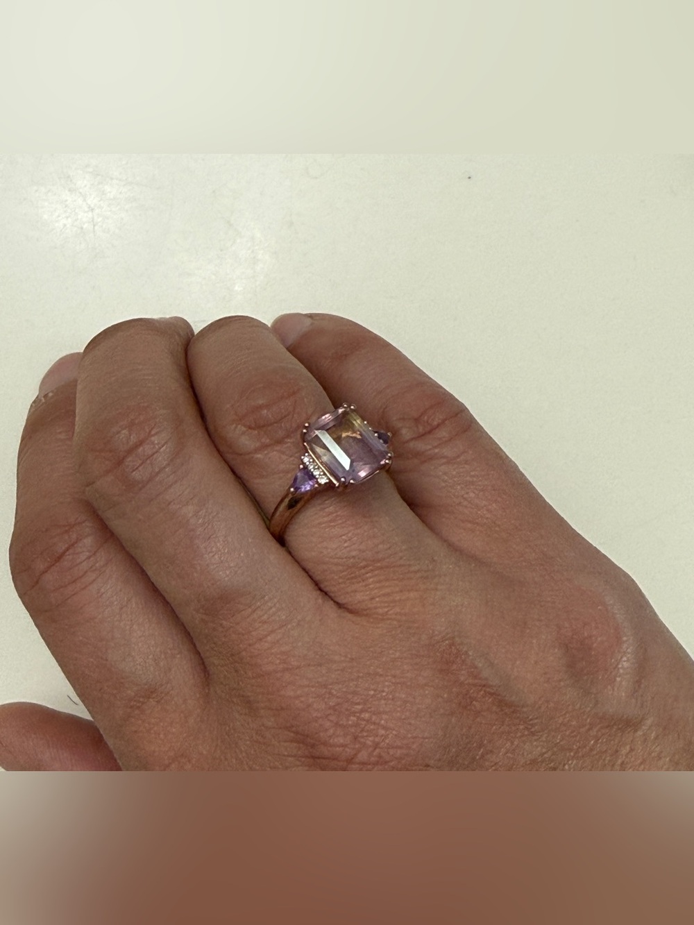 Vintage Ametrine & Multi Gemstone Ring Vermeil Rose Gold Over Sterling Silver - Picture 14 of 14